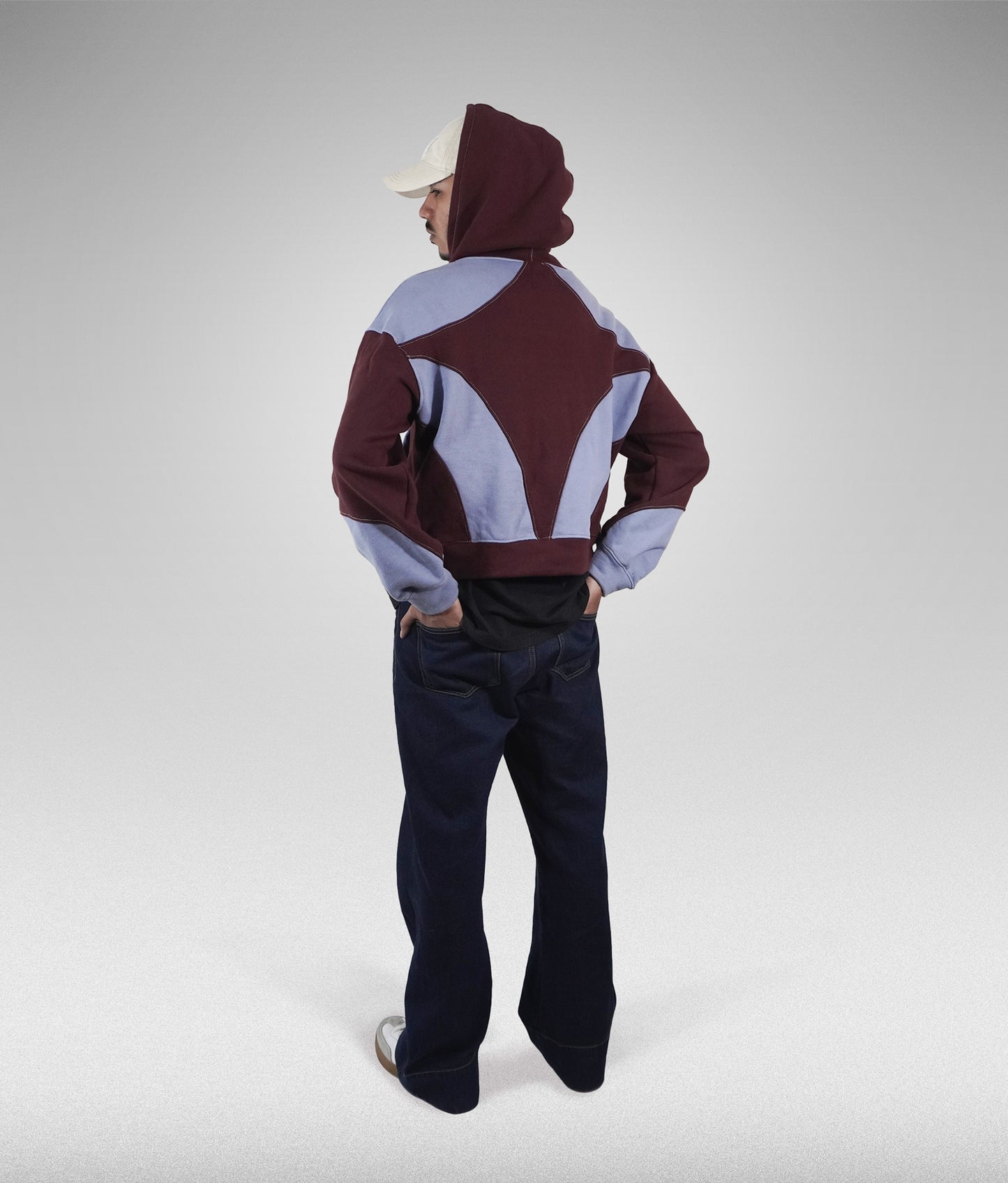 Star hoodie boxy fit - Vinotinto + Azul