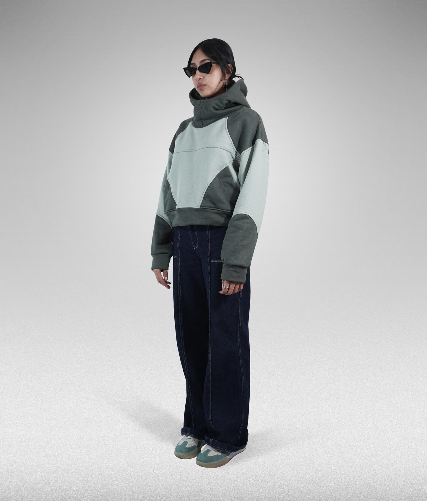 Star hoodie boxy fit - Verde claro + oscuro