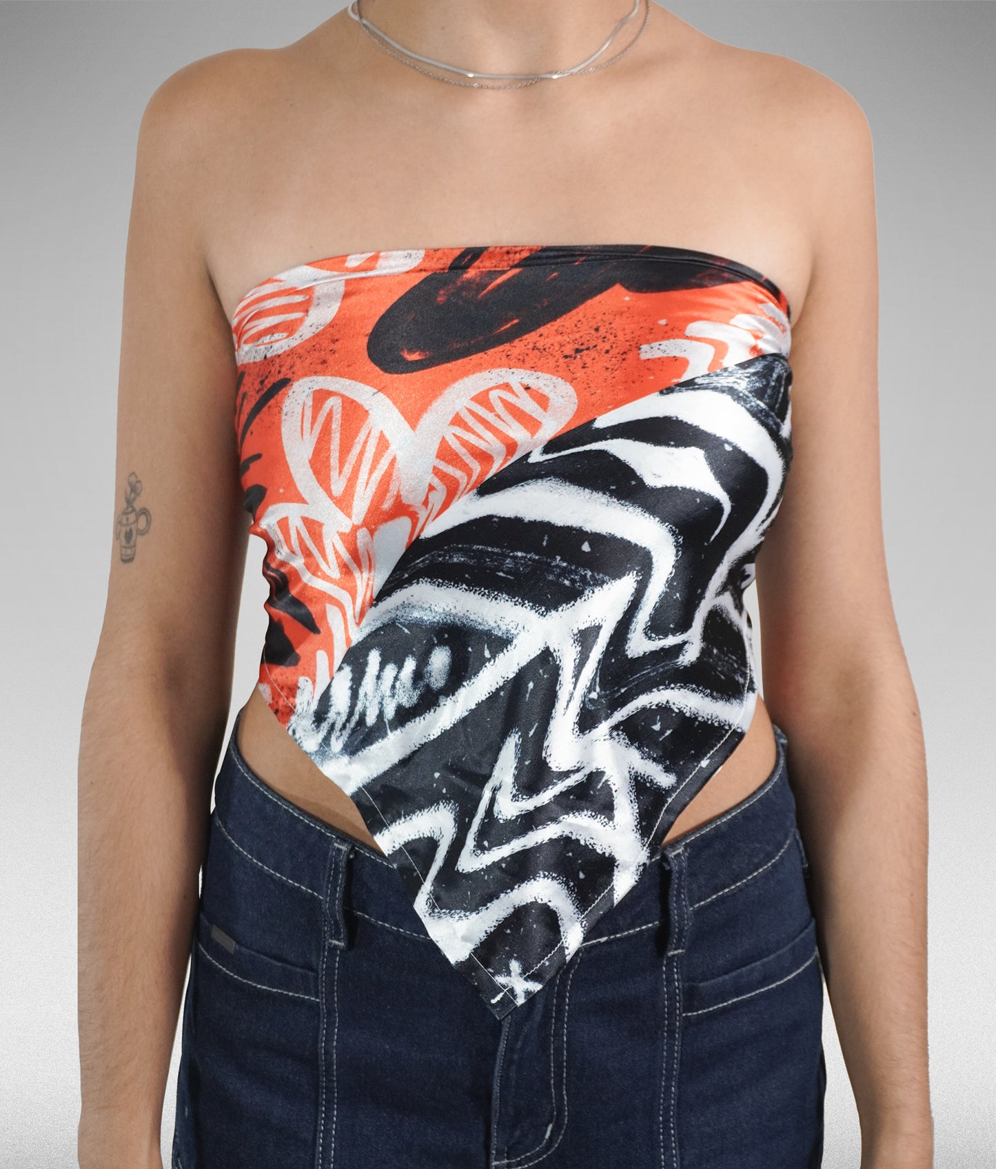 Weird strokes bandana - Negro + Naranja