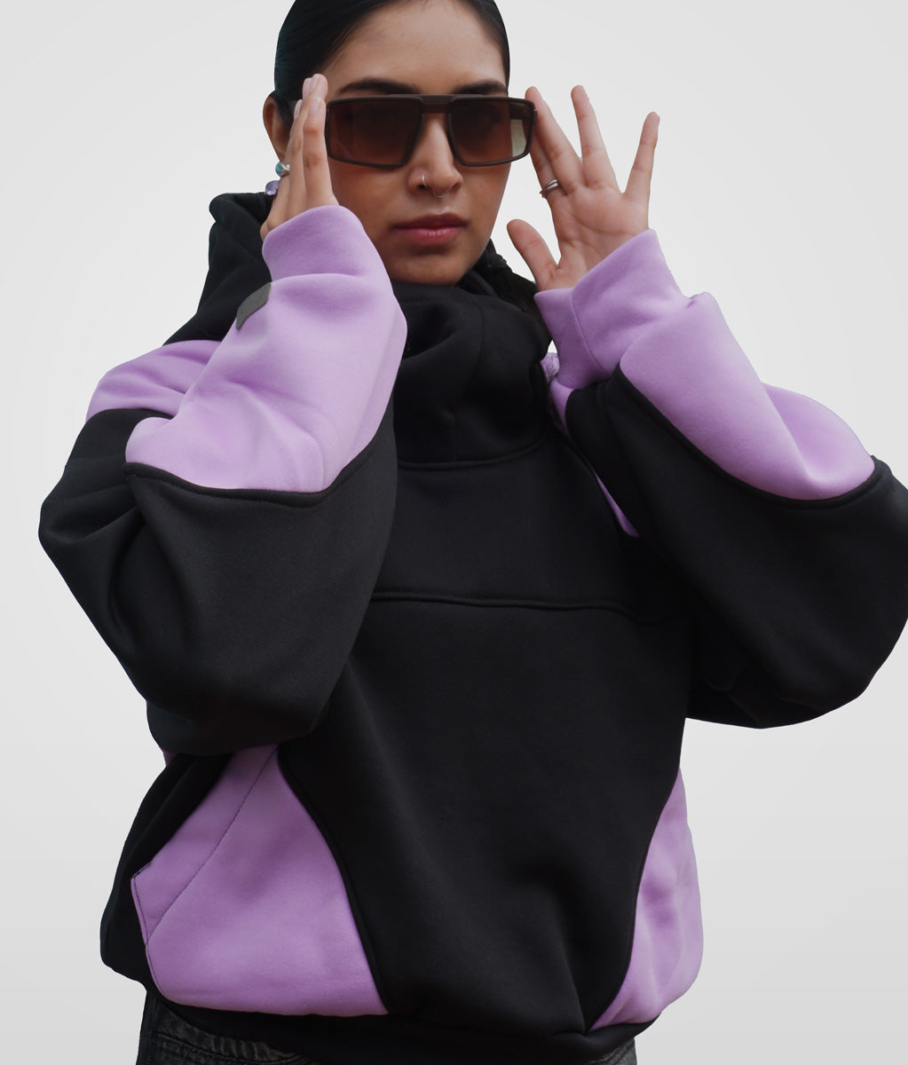 Star hoodie boxy fit - Negro+morado