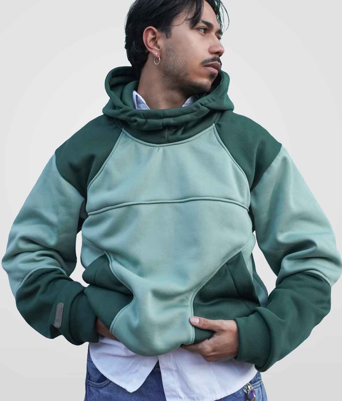 Star hoodie boxy fit - Verde claro + oscuro