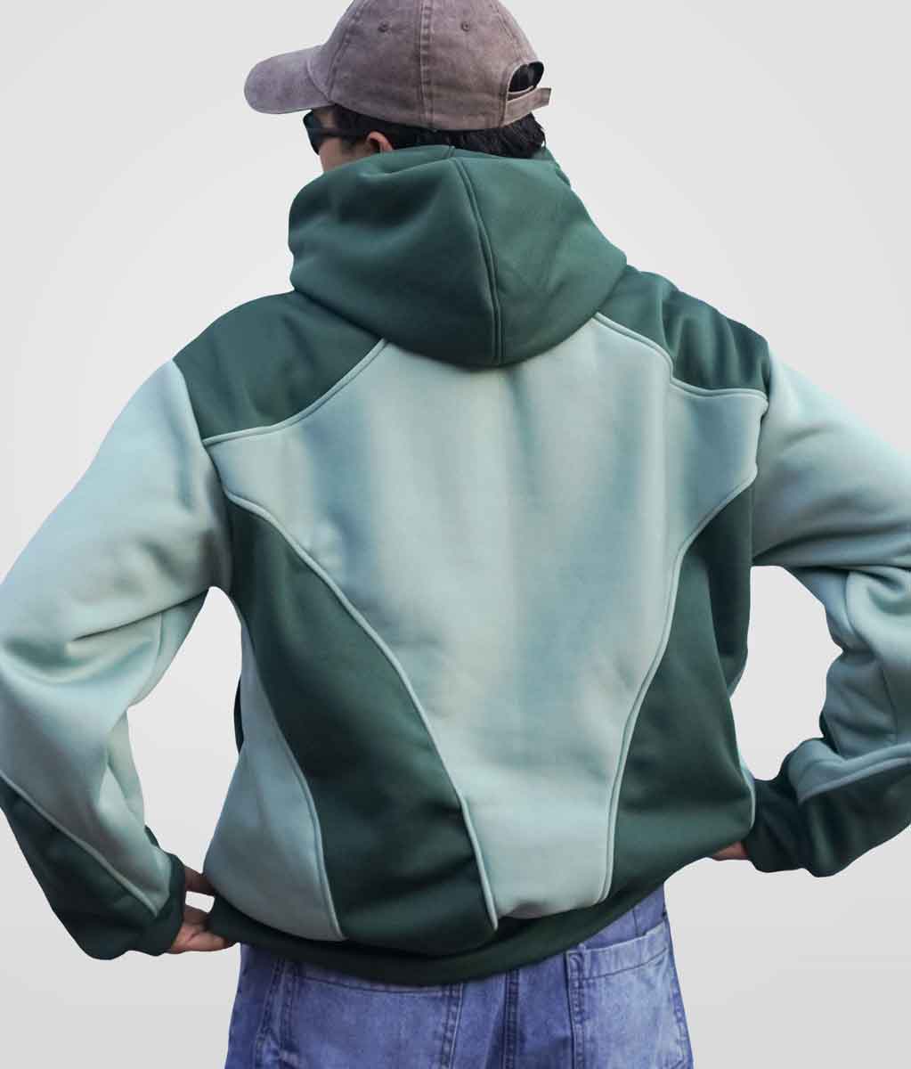 Star hoodie boxy fit - Verde claro + oscuro