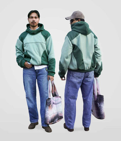 Star hoodie boxy fit - Verde claro + oscuro