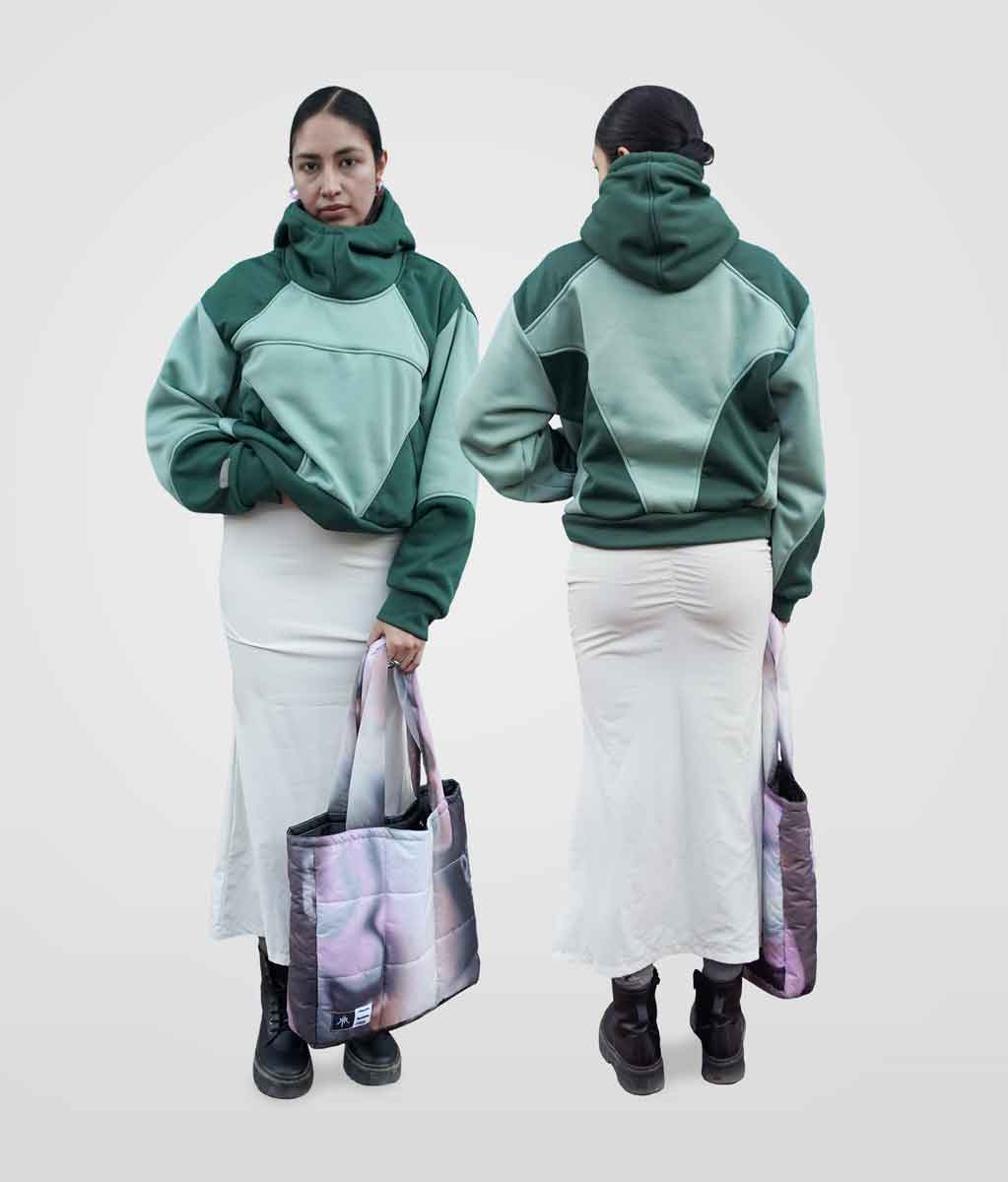 Star hoodie boxy fit - Verde claro + oscuro