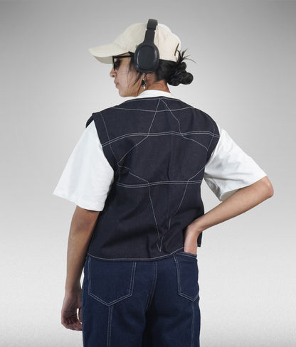 Chaleco denim raw - Azul oscuro