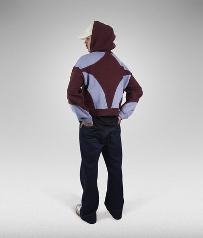 Star hoodie boxy fit - Vinotinto + Azul