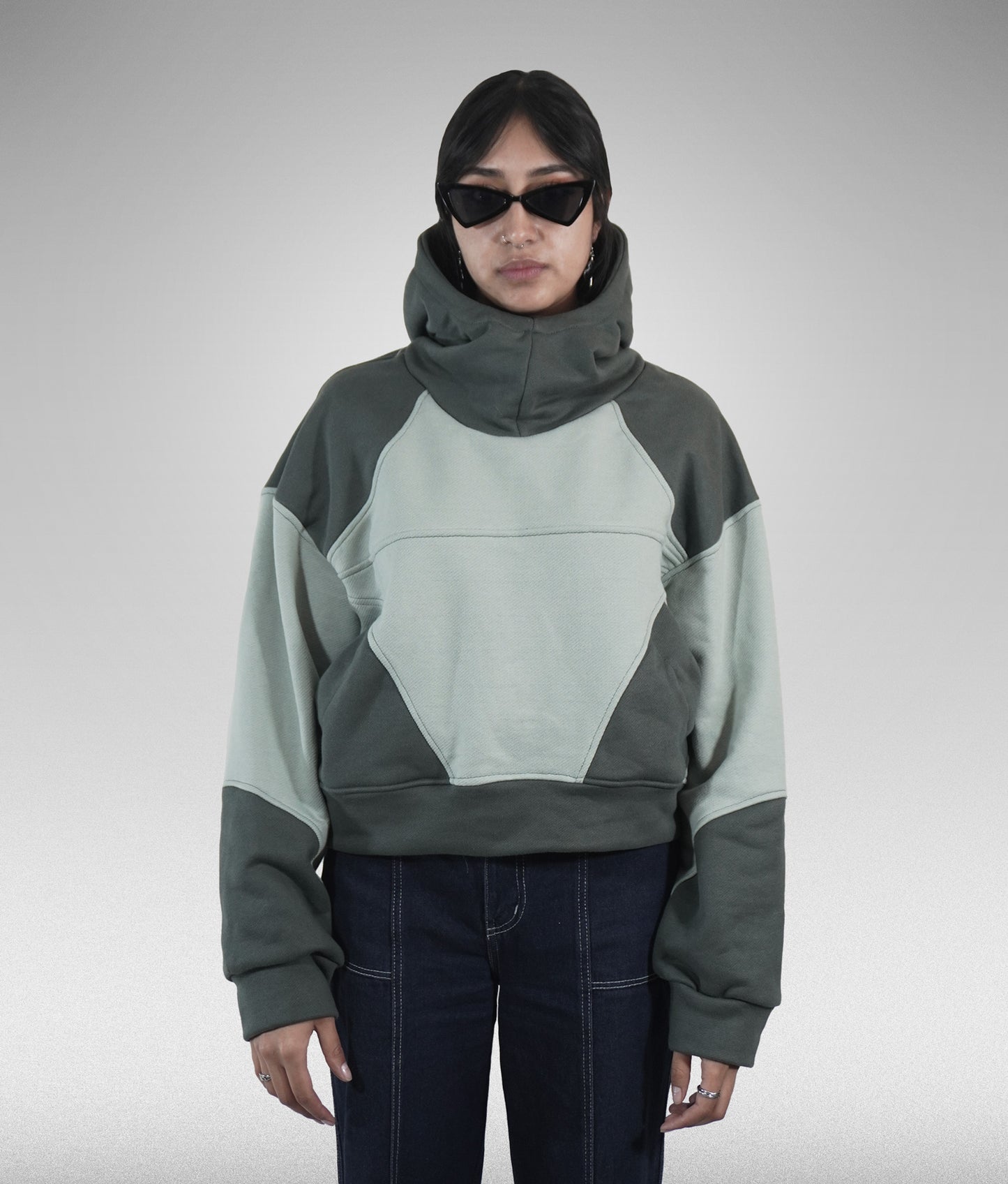 Star hoodie boxy fit - Verde claro + oscuro