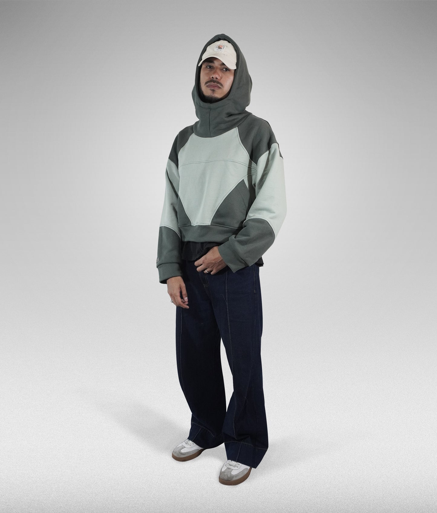Star hoodie boxy fit - Verde claro + oscuro