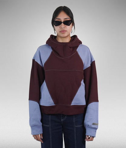 Star hoodie boxy fit - Vinotinto + Azul