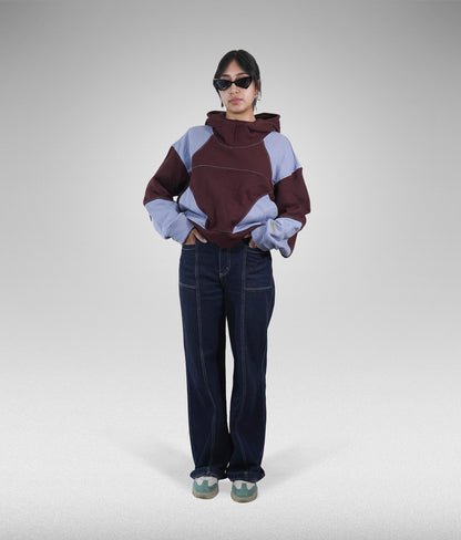 Star hoodie boxy fit - Vinotinto + Azul