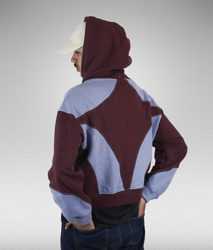 Star hoodie boxy fit - Vinotinto + Azul