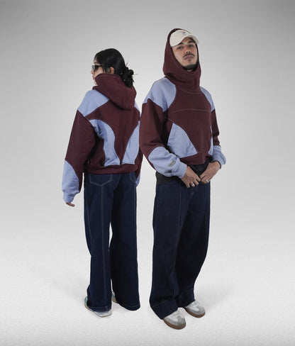 Star hoodie boxy fit - Vinotinto + Azul