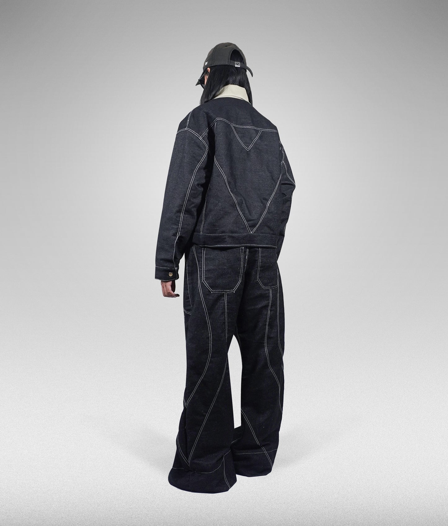 Heart denim raw jacket - Negra