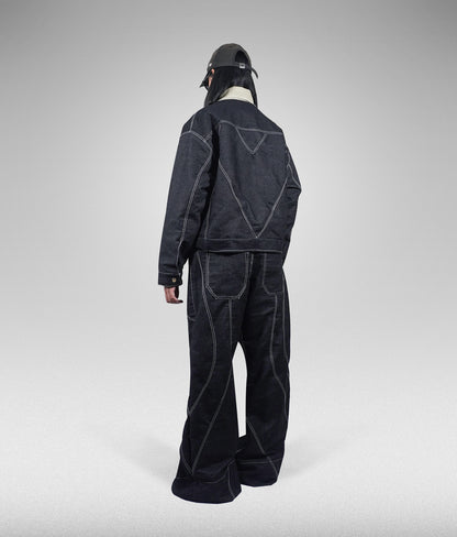 Heart denim raw jacket - Negra