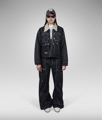Heart denim raw jacket - Negra