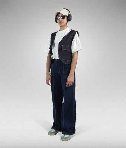 Chaleco denim raw - Azul oscuro