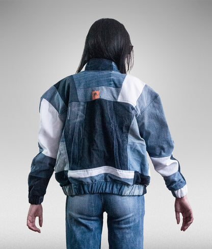 Patchwork bomber jacket - Azul
