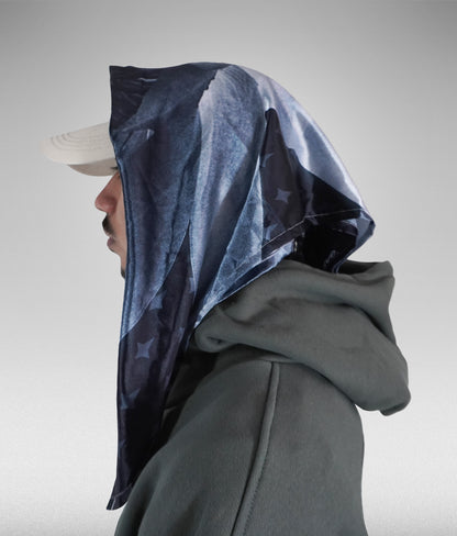 Negative flower bandana - azul oscuro