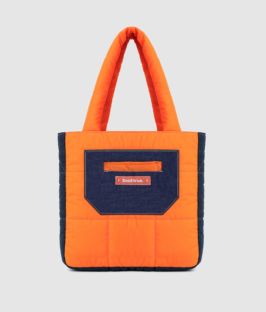 Puffer totebag clasica - Naranja + Denim