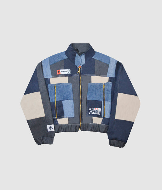 Patchwork bomber jacket - Azul