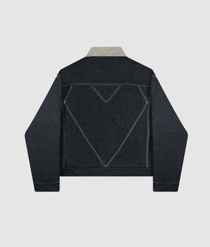 Heart denim raw jacket - Negra