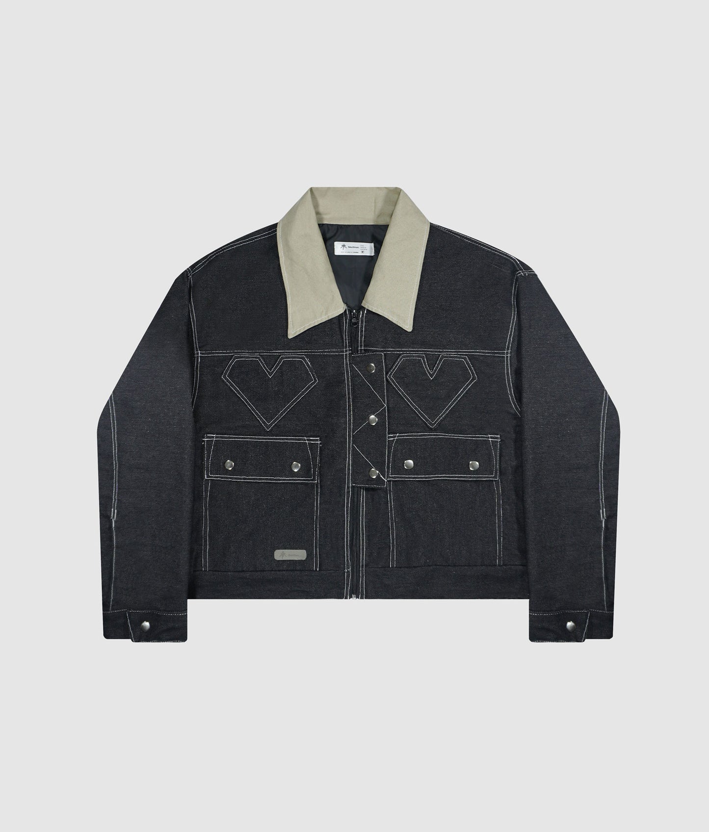 Heart denim raw jacket - Negra