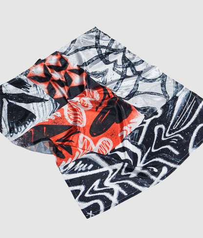 Weird strokes bandana - Negro + Naranja
