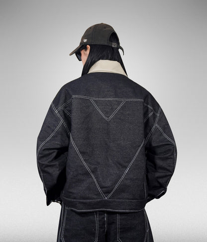Heart denim raw jacket - Negra