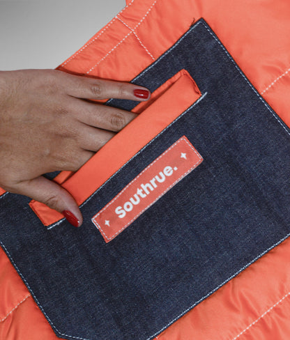 Puffer totebag clasica - Naranja + Denim